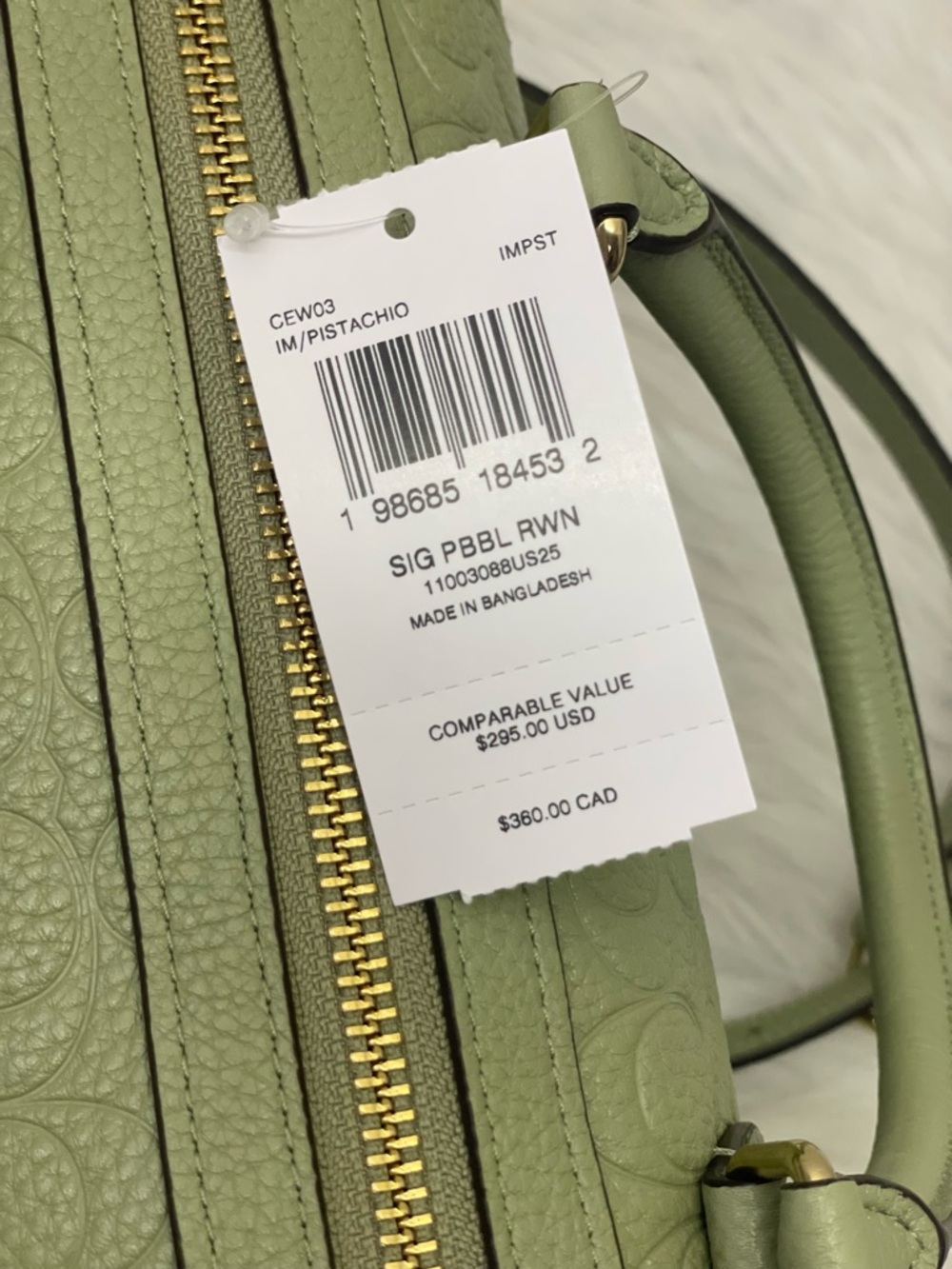 Coach Rowan Satchel Bag Signature Leather In Pistachio CEW03/Gold/Pistachio - Picture 10 of 13